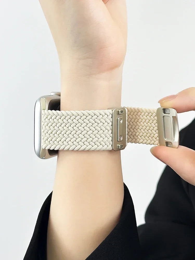 Braided Strap For Apple Watch band 40mm 44mm 42/46mm 49mm 45mm 38/41mm Magnetic buckle Bracelet Series 10 SE 9 8 7 6 5 4 Ultra 2