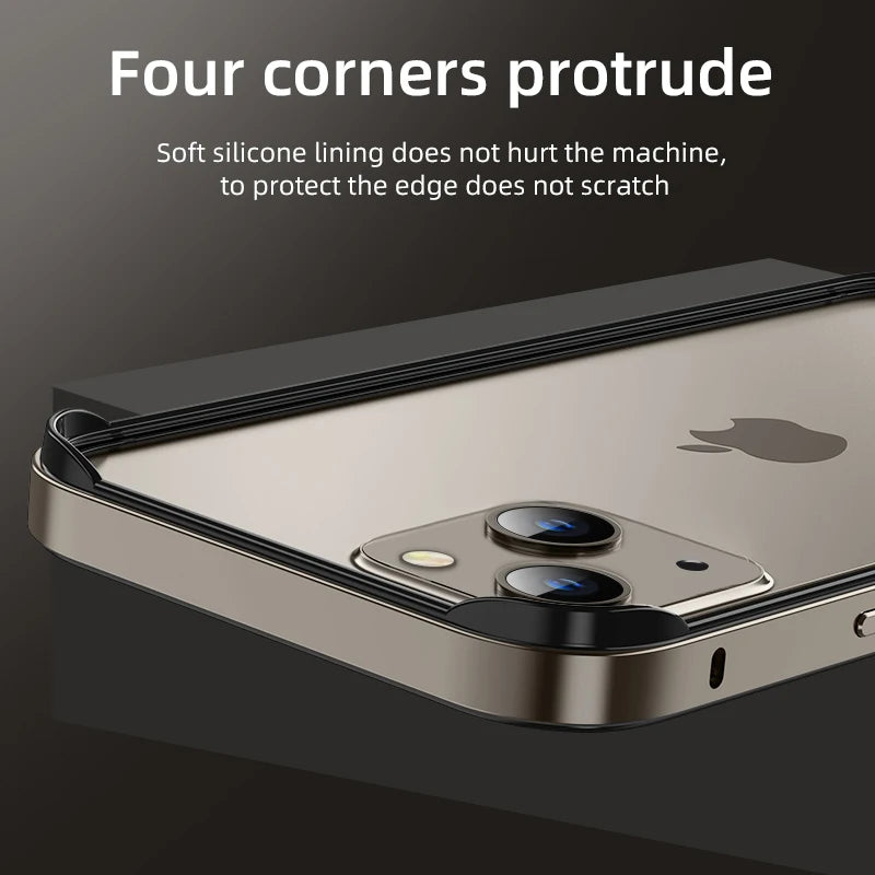 Luxury Silicone Frame Hybird Aluminum Bumper Case For iPhone 14 Plus 13 12 Mini 11 15 Pro Max 14pro XR XS Accessories