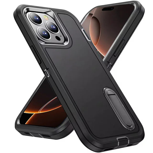 3IN1 Hybrid Military Anti-Shock Strong Case For iPhone 16 Pro Max 11 12 13 14 15 Pro Max 16 Plus 16E PC Hard Holder Phone Cover