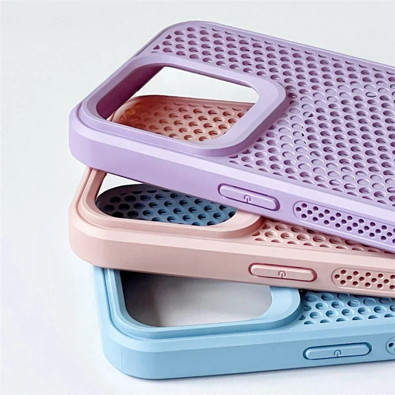 Heat Dissipation Mesh For iPhone15 12 13 11 14 Pro Max plus Cooling Breathable Wireless Charging Cover
