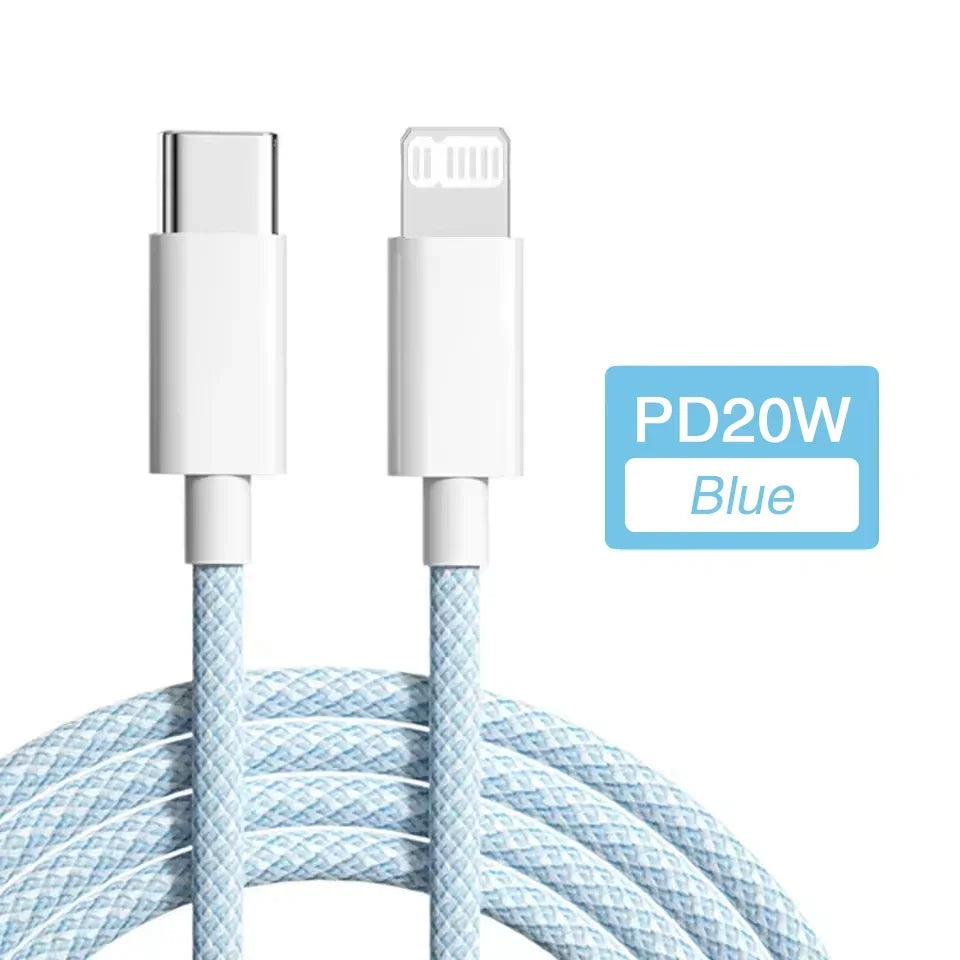 Braided USB-C To Lightning PD 20W Fast Charge Cable For iPhone X XR XS Max 11 12 13 14 Pro Max 6s 7 8 Plus Charging Data Cord