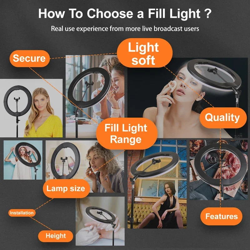 RGB Ring Light Lamp Ring Round With Remote Control For Smartphone Mobile Led Video Light Ring Make Youtube Photographic Lighting