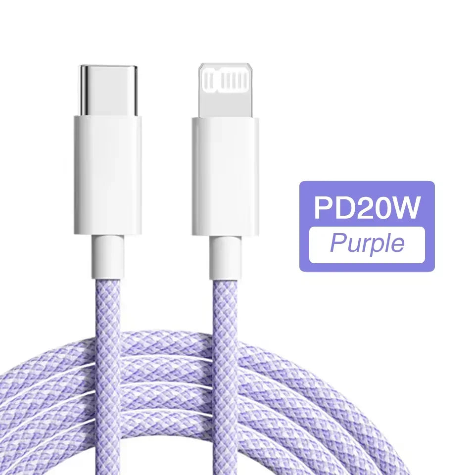 Braided USB-C To Lightning PD 20W Fast Charge Cable For iPhone X XR XS Max 11 12 13 14 Pro Max 6s 7 8 Plus Charging Data Cord