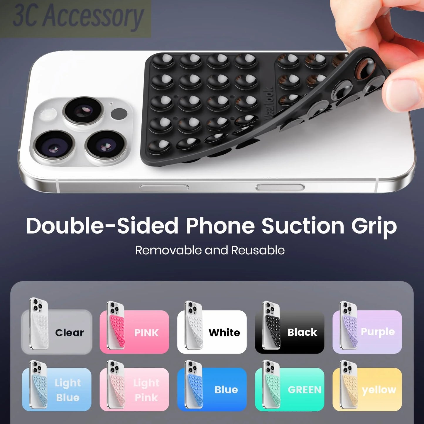 4 Pack Silicone Suction Phone Case Mount Silicon Adhesive Suction Cup Phone Mount Non Slip Sticky Phone Grip