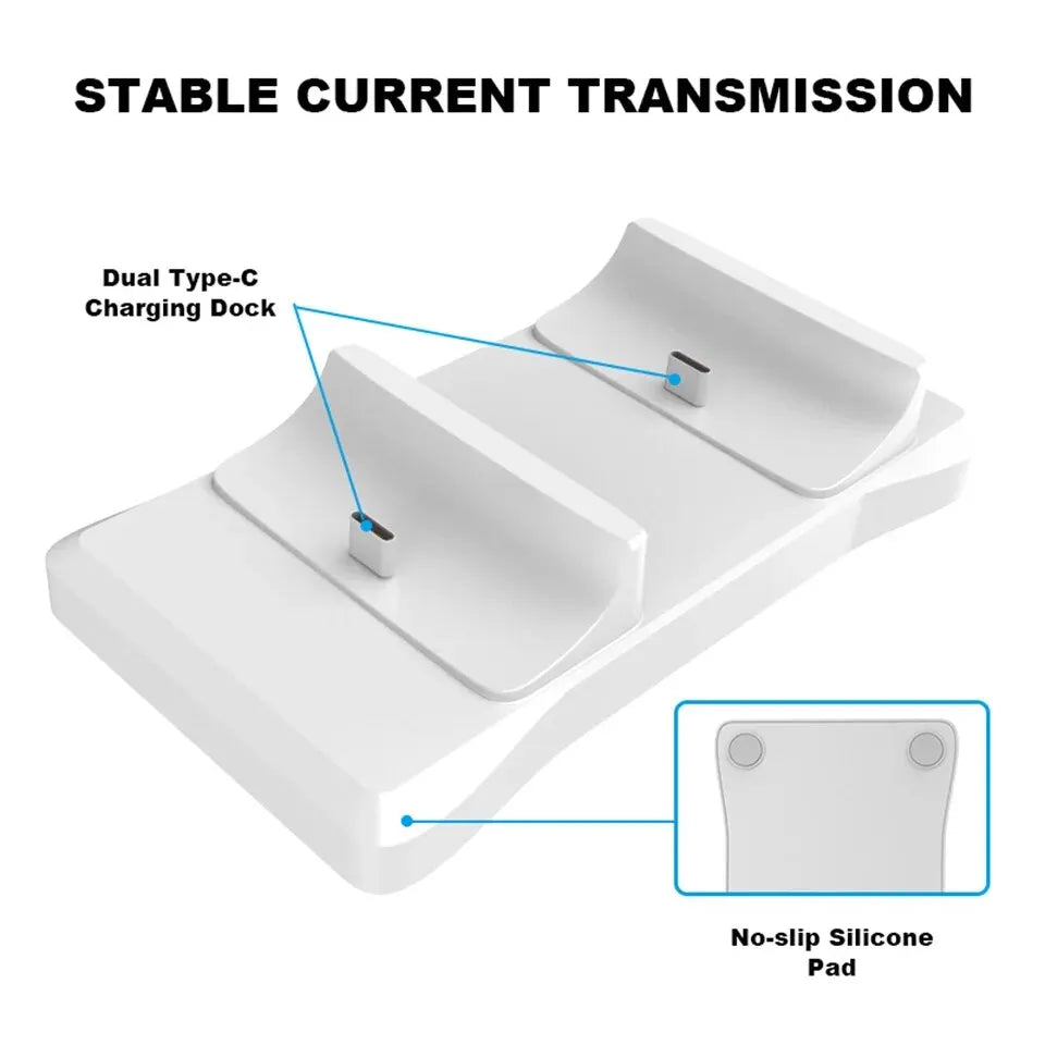 GAMINJA Dual Controller Charging Stand for Playstation 5 Controller Charger Station PS5 with Fast Charging AC Adapter 5V 1.2A