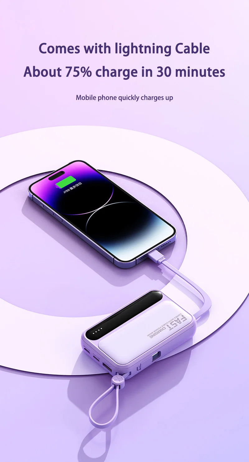 Xiaomi 100000mAh Large Capacity Power Bank Portable fast charging power bank with built-in 4 Cables Battery