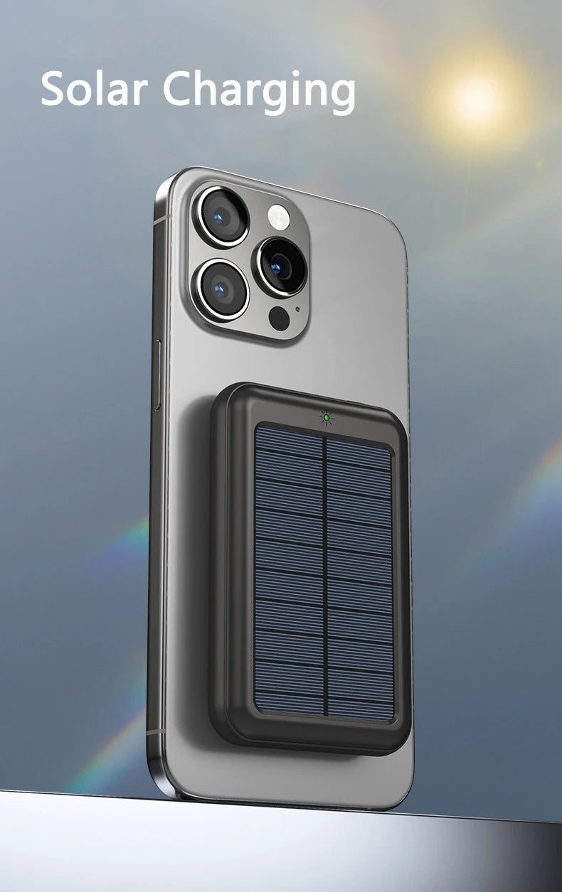 20000mAh Magnetic Wireless Charger Solar Power Bank Portable Charger Fast Charging Powerbank for iPhone 15 Xiaomi Huawei Samsung