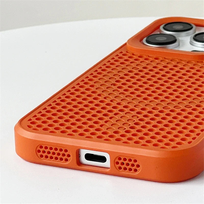 Heat Dissipation Mesh For iPhone15 12 13 11 14 Pro Max plus Cooling Breathable Wireless Charging Cover