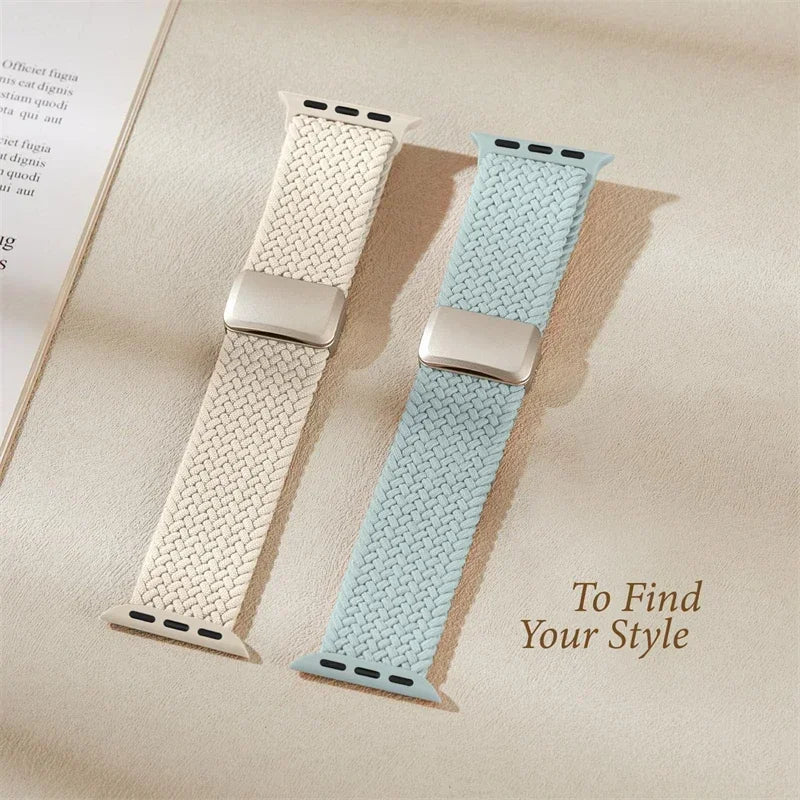 Braided Strap For Apple Watch band 40mm 44mm 42/46mm 49mm 45mm 38/41mm Magnetic buckle Bracelet Series 10 SE 9 8 7 6 5 4 Ultra 2