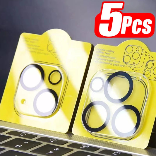 1-5Pcs Tempered Glass for iPhone 16 15 14 13 Pro Max Plus Mini Camera Lens Protector Black Circle
