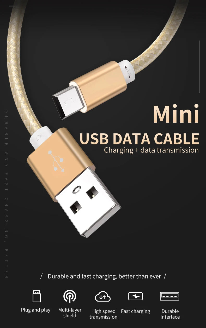 NNBILI Mini USB Cable USB To USB Fast Charger Cable For USB 1M/2M