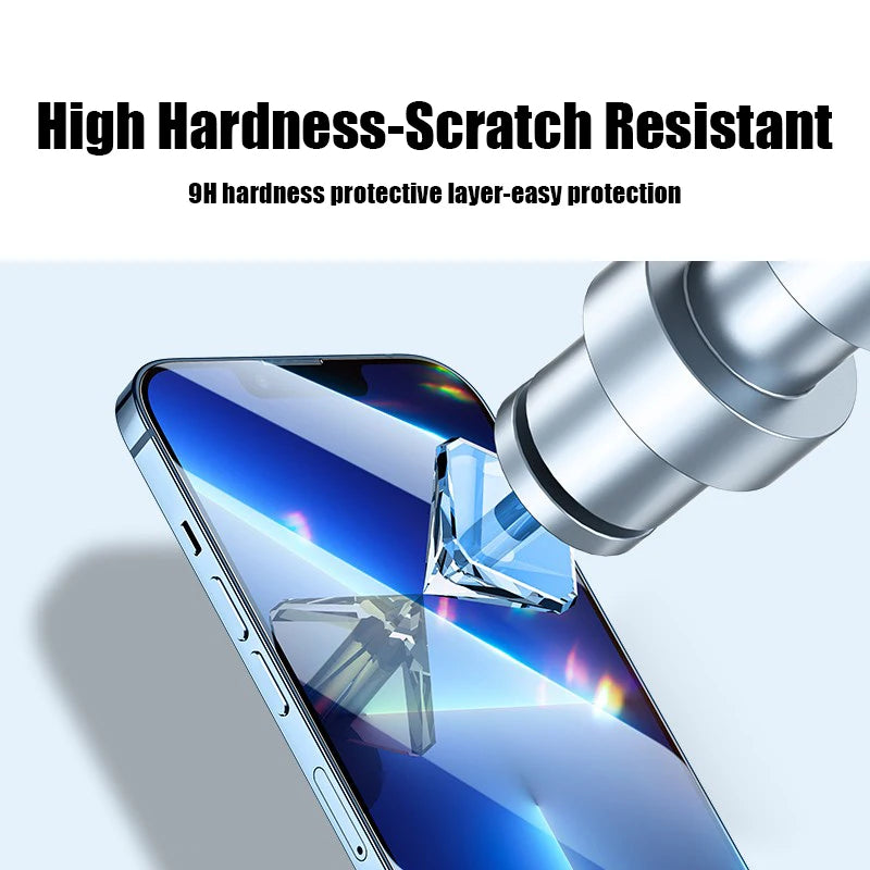 5Pcs Tempered Glass For iPhone 14 13 12 11 15 Pro XR XS Max iPhone 7 8Plus Full Cover Protective Glass Film