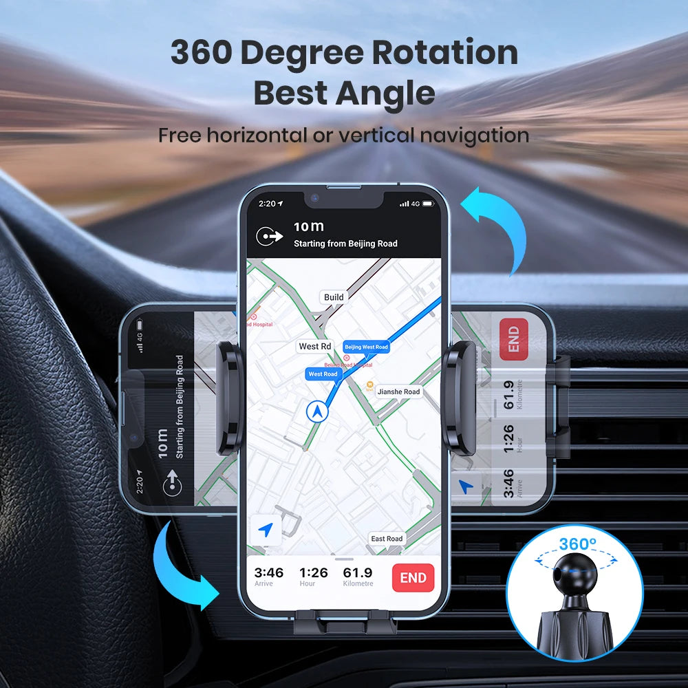 ftvae D36-S Car Phone Holder Mount, [Upgraded Support Function] Metal Hook Cell Phone Holder For Car Air Vent for All Phones