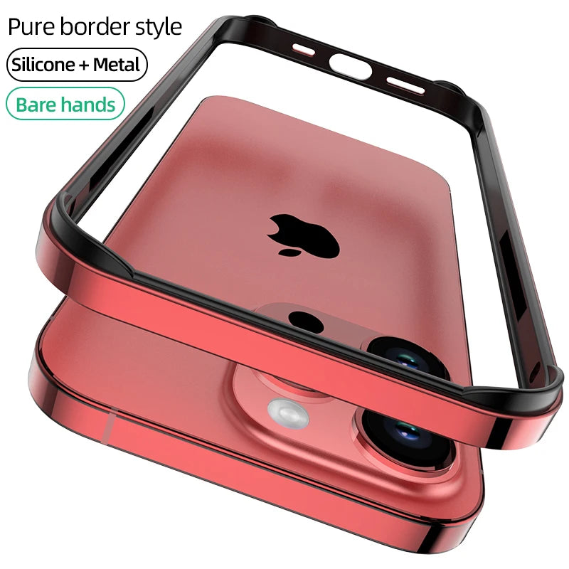Luxury Silicone Frame Hybird Aluminum Bumper Case For iPhone 14 Plus 13 12 Mini 11 15 Pro Max 14pro XR XS Accessories
