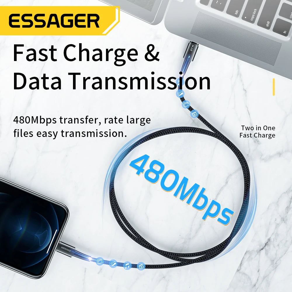 Essager USB C Cable Fast Charging Cable Type C To Lighting Date Wire 20W For IPhone 14 13 12 11 pro Max XS iPad Macbook