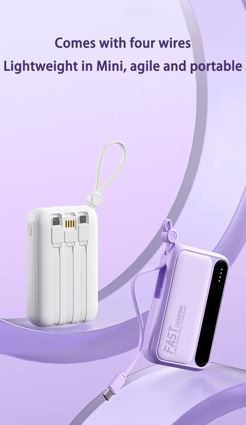 Xiaomi 100000mAh Large Capacity Power Bank Portable fast charging power bank with built-in 4 Cables Battery